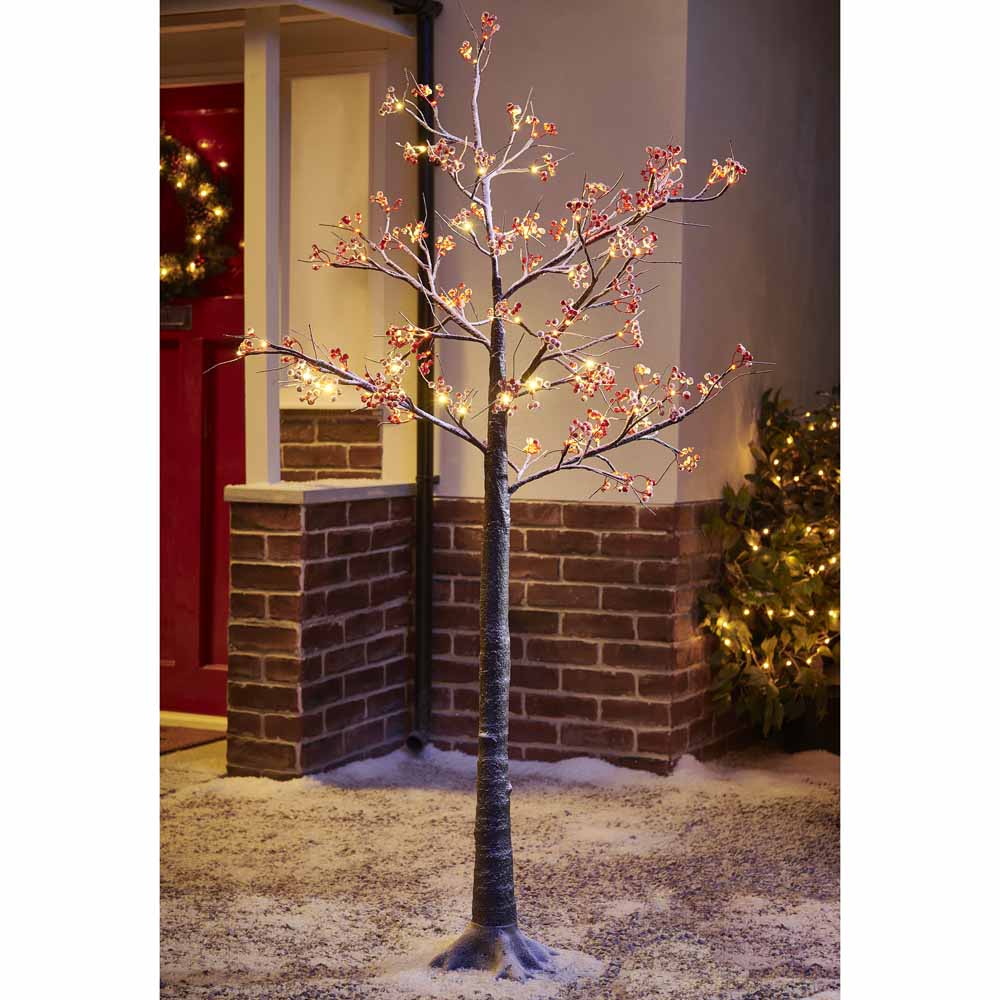 Wilko Red Berry Snow Tree 6ft Image 1