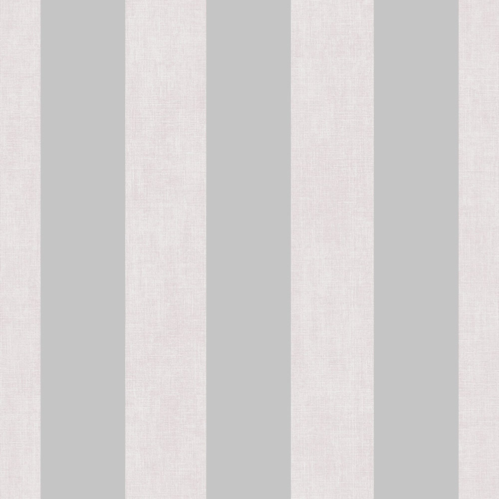 Darcy James Linen Stripe Pink and Silver Wallpaper Image 1