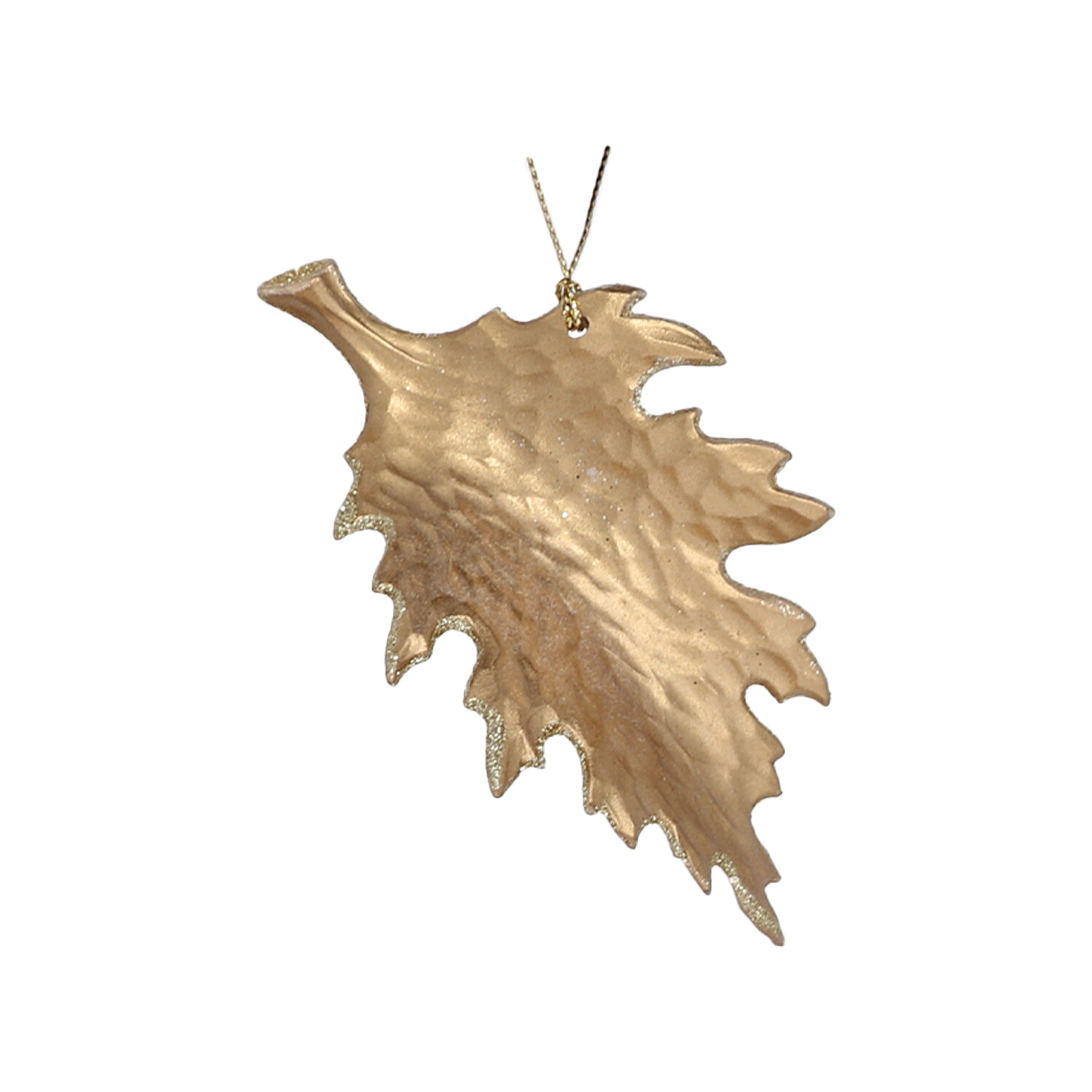 Single Decadent Gold Glitter Leaf Hanging Ornament in Assorted styles Image 1