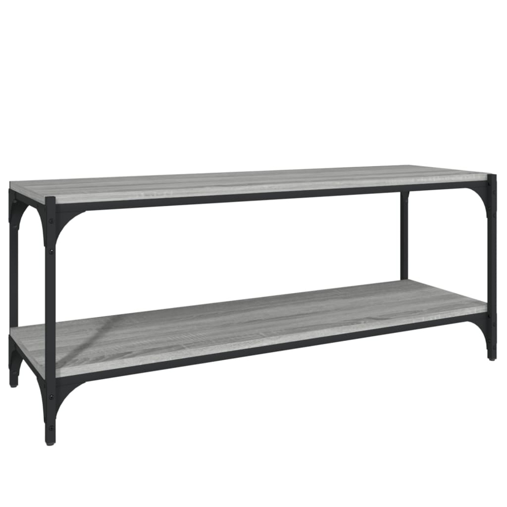 vidaXL 2 Shelf Grey Sonoma Wood and Steel TV Cabinet Image 2