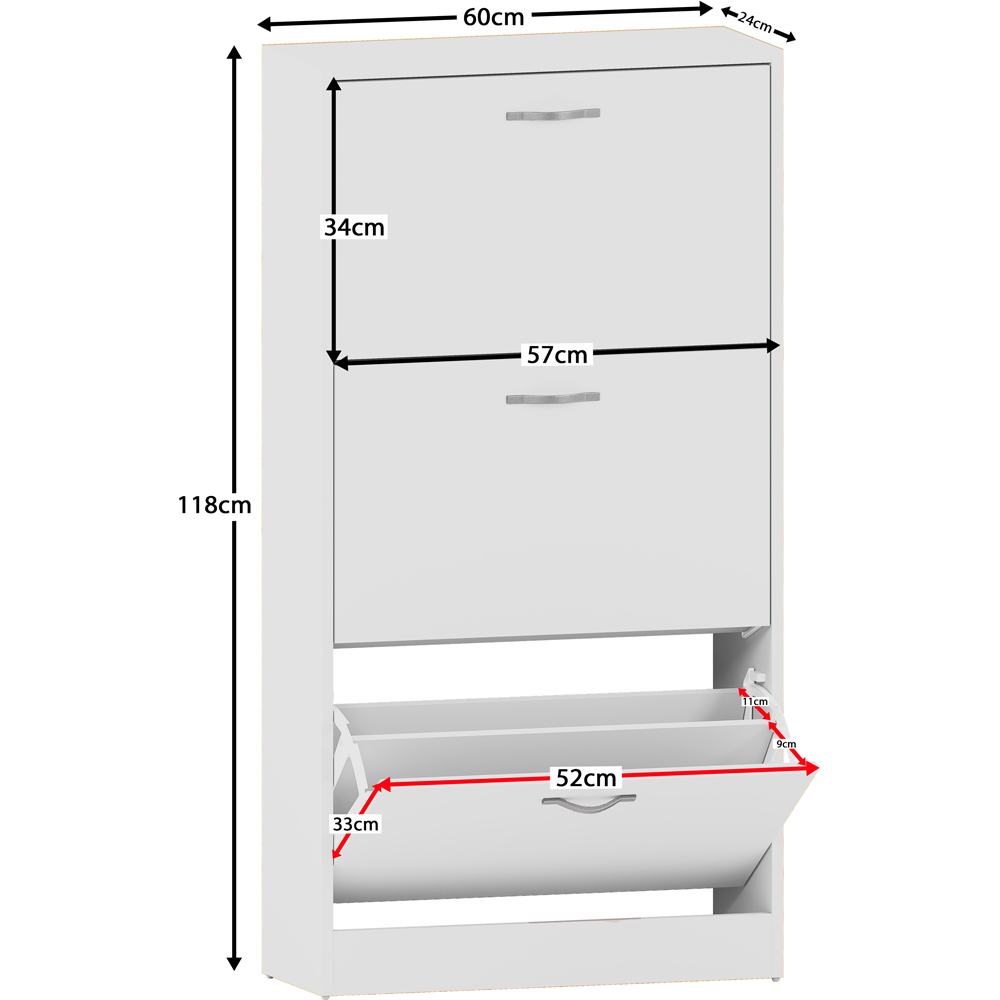 VIDA DESIGNS White 3-Drawer Shoe Cabinet Rack Image 9