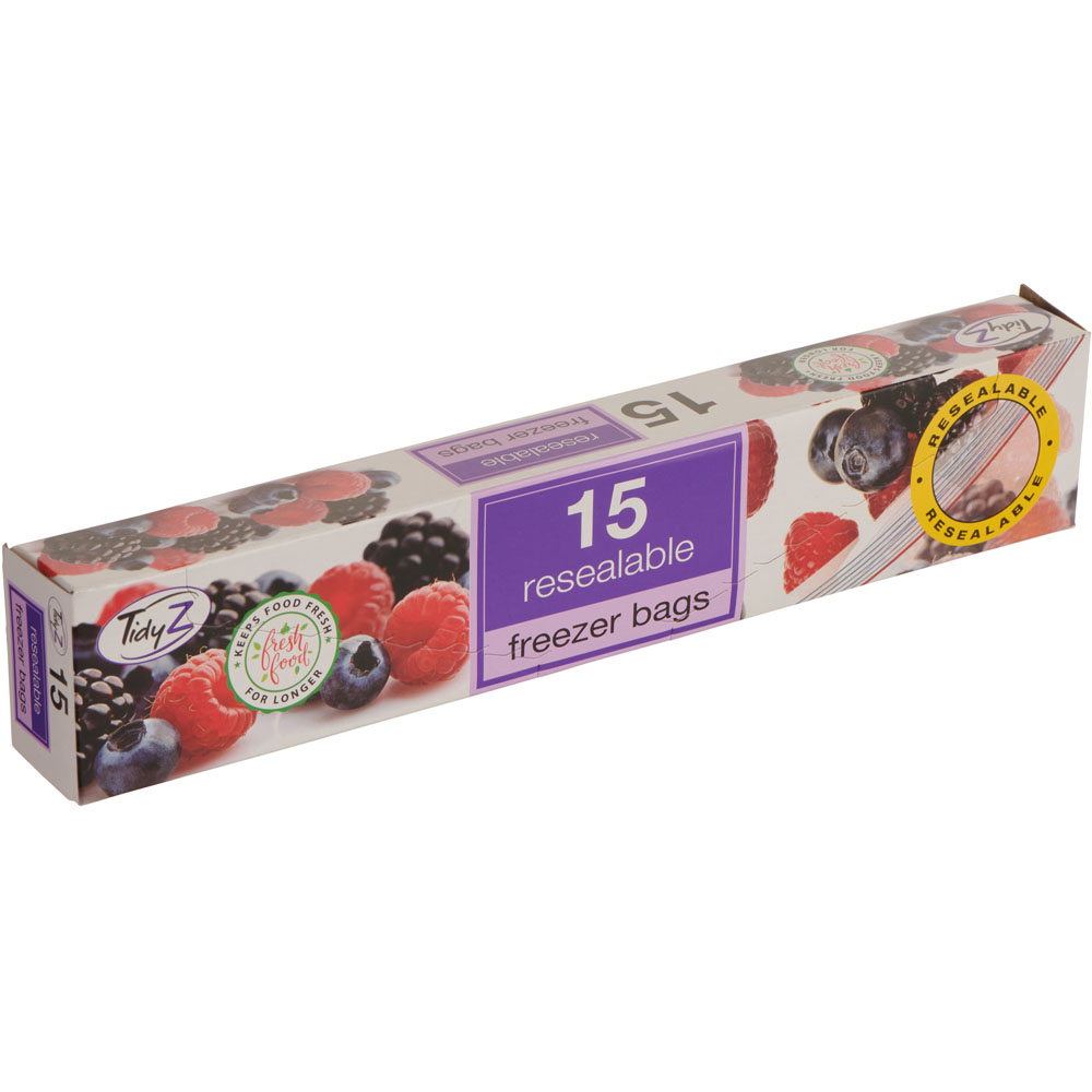 Tidyz Resealable Freezer Bags Clear 15 Pack Wilko