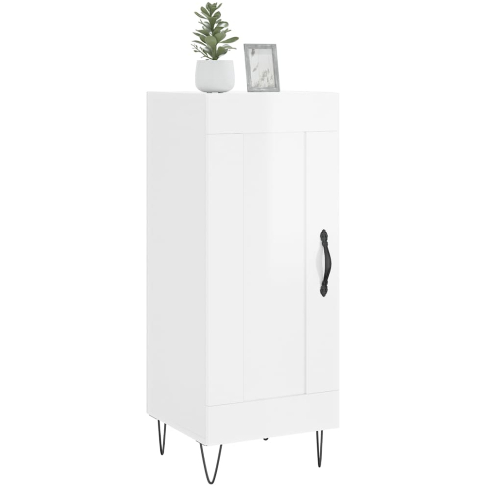 vidaXL Single Door High Gloss White Sideboard Image 3