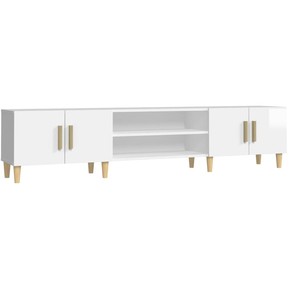 vidaXL 4 Door 2 Shelf High Gloss White TV Cabinet Image 2