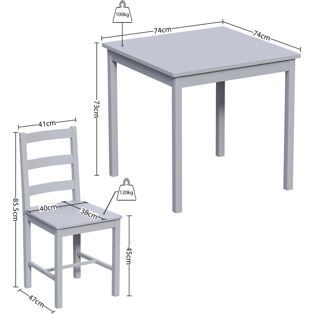 Vida Designs Yorkshire 2 Seater Dining Set Grey Image 9