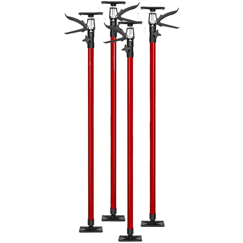 tectake Red Adjustable Ceiling Support Shore Holder Plasterboard Props 115 to 290cm 4 Pack Image 1