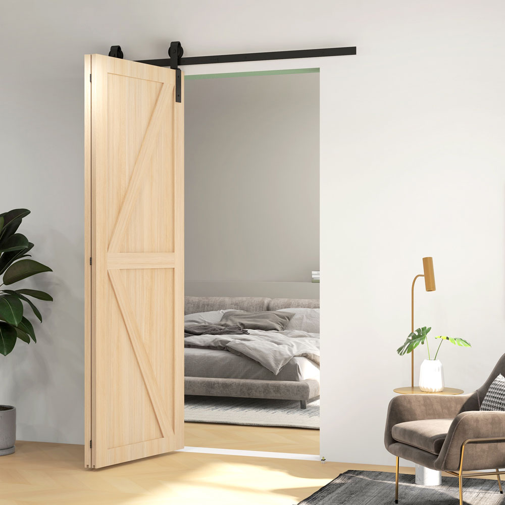 HOMCOM Bi-Folding Sliding Barn Door Hardware Kit Sliding Door Kit 5ft Image 4