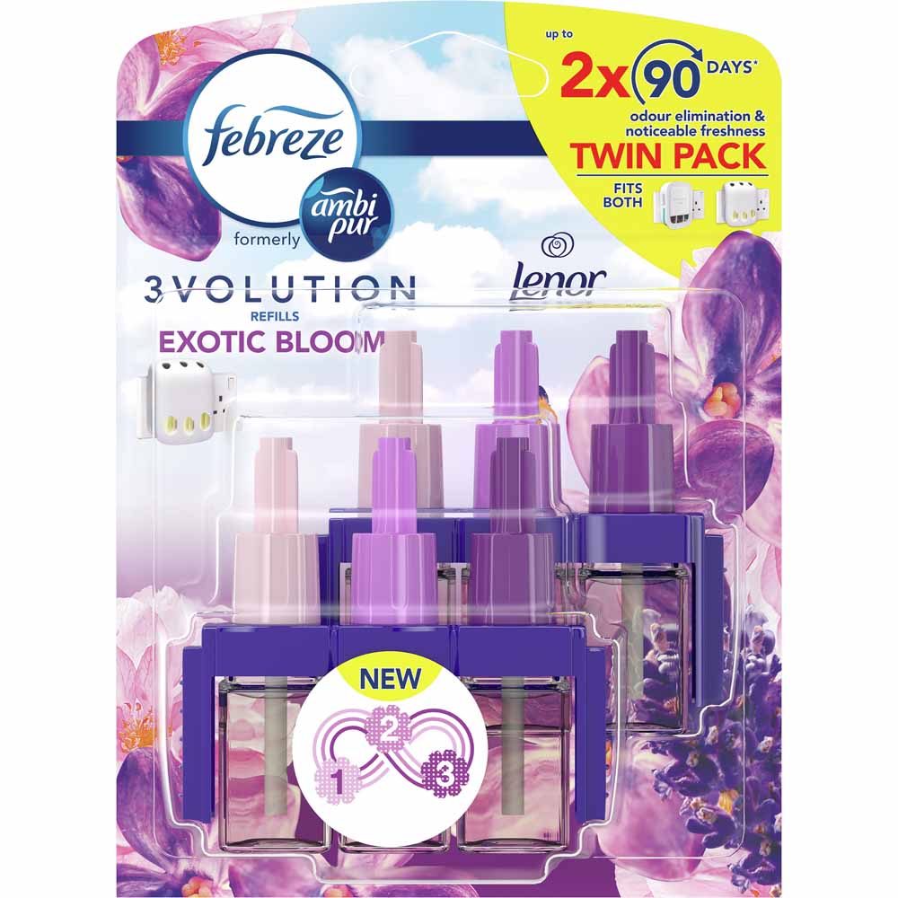 Febreze 3Volution Exotic Bloom Air Freshener Refill 20ml Twin Pack Image 1