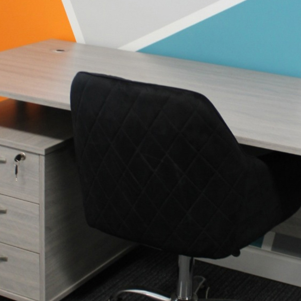 Kosy Koala Grey Wooden Office Desk with Drawer Unit and Black Chair Image 5