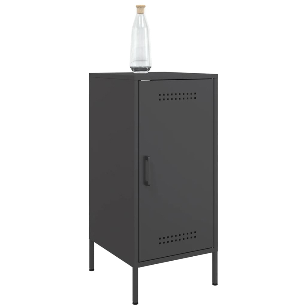 vidaXL Single Door Black Metal Sideboard Set of 2 Image 4