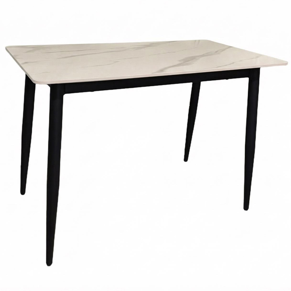 FWStyle Nova 4 Seater Sintered Stone Marble Effect Heat Resistant Fixed Top Dining Table Cream Image 2