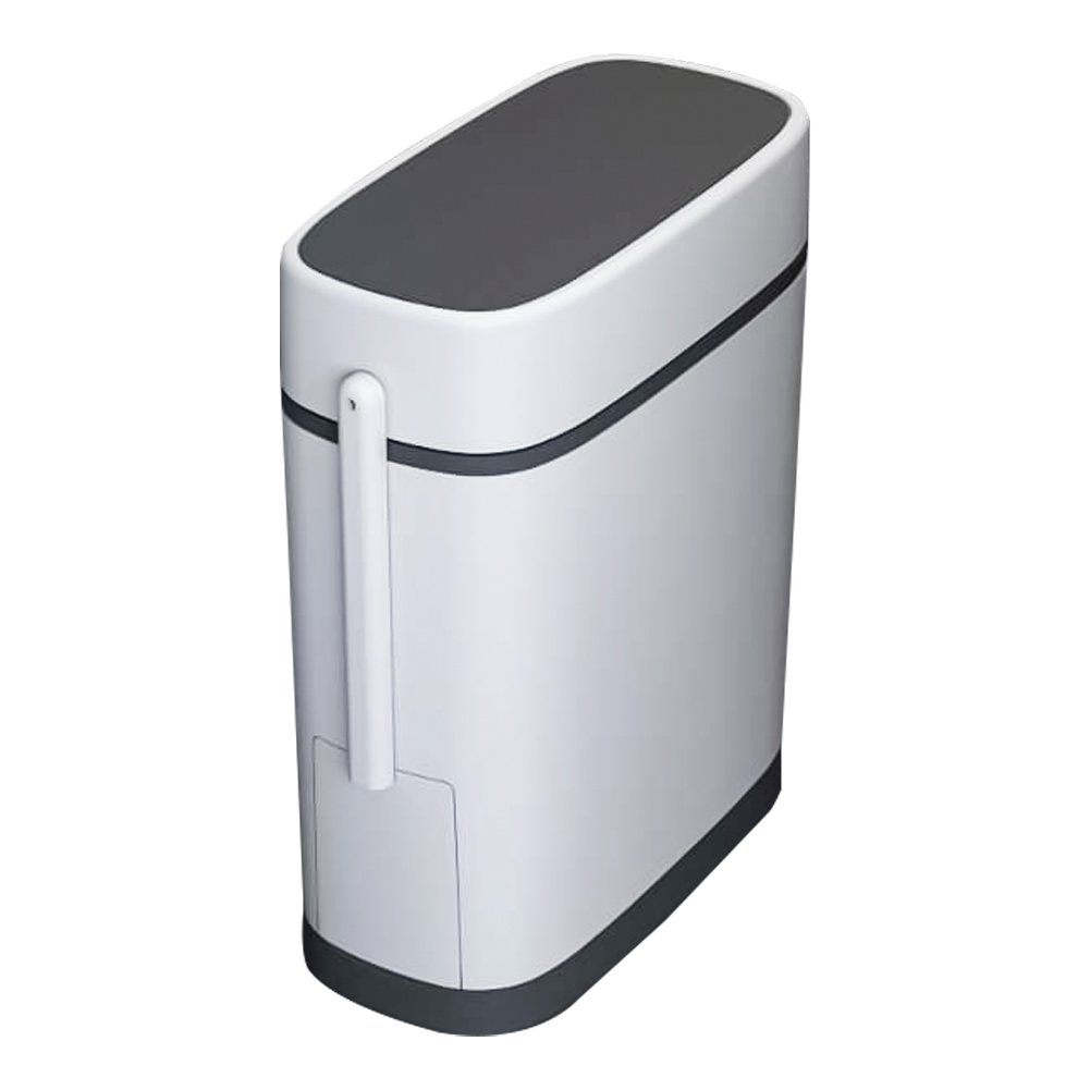 Living and Home Bathroom Slim Trash Can with Lid White 14L Image 1