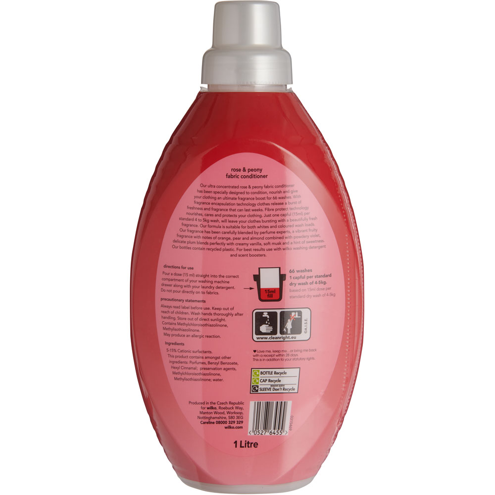 Wilko Rose and Peony Concentrated Fabric Conditioner 66 Washes 1L Image 2