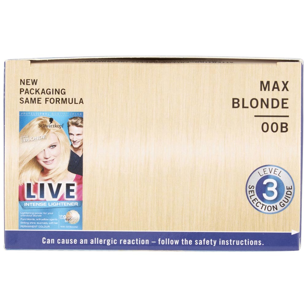 Schwarzkopf LIVE Intense Highlighter Max Blonde 00B Permanent Hair Dye Image 3