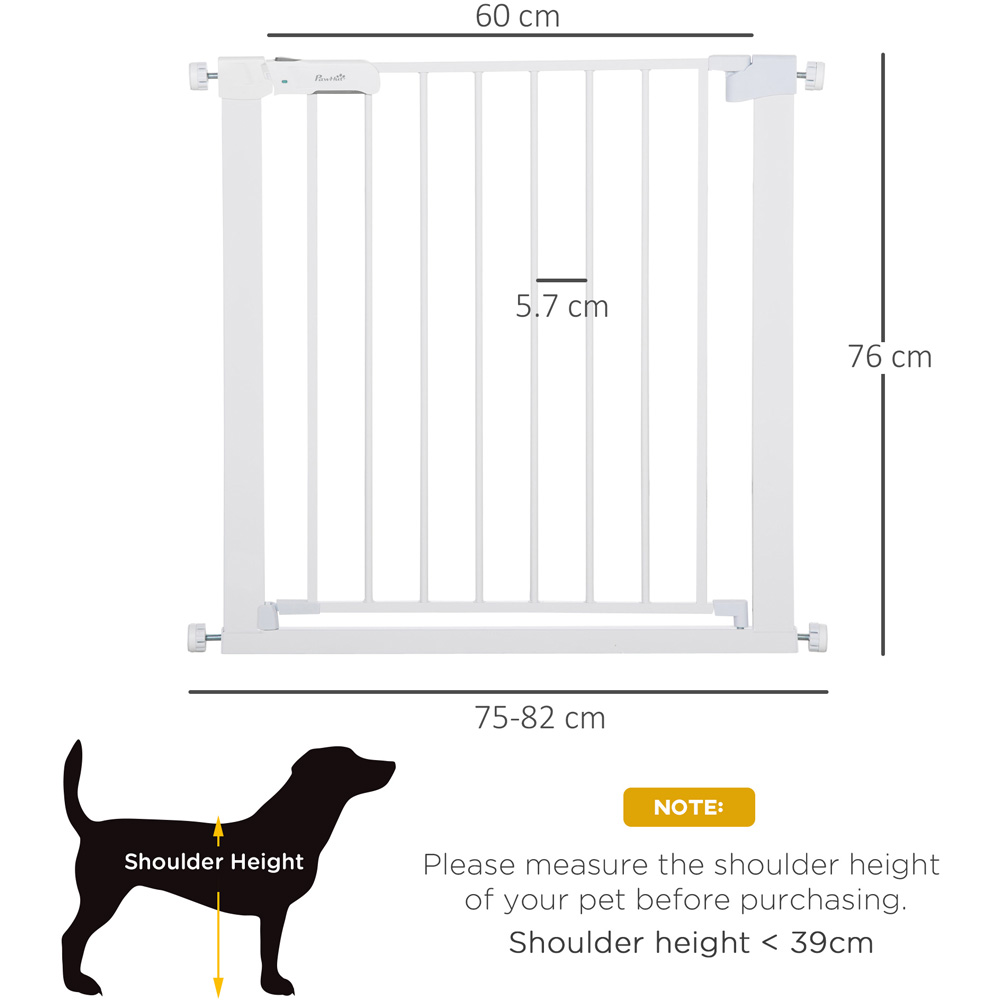 PawHut White 75-82cm Adjustable Metal Pet Safety Gate Image 8