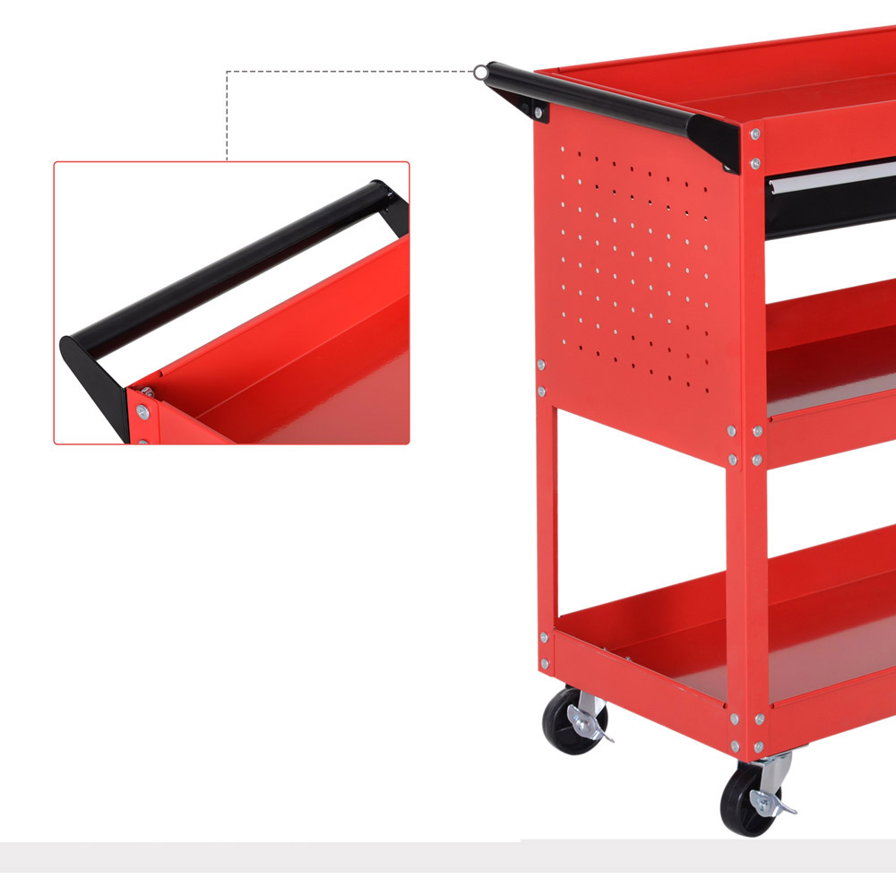 DURHAND Red 3 Shelf Tool Trolley Image 3