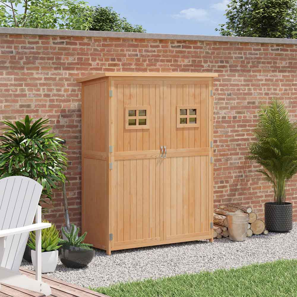 Outsunny 4.8 x 1.6ft Natural Double Door Tool Shed Image 4