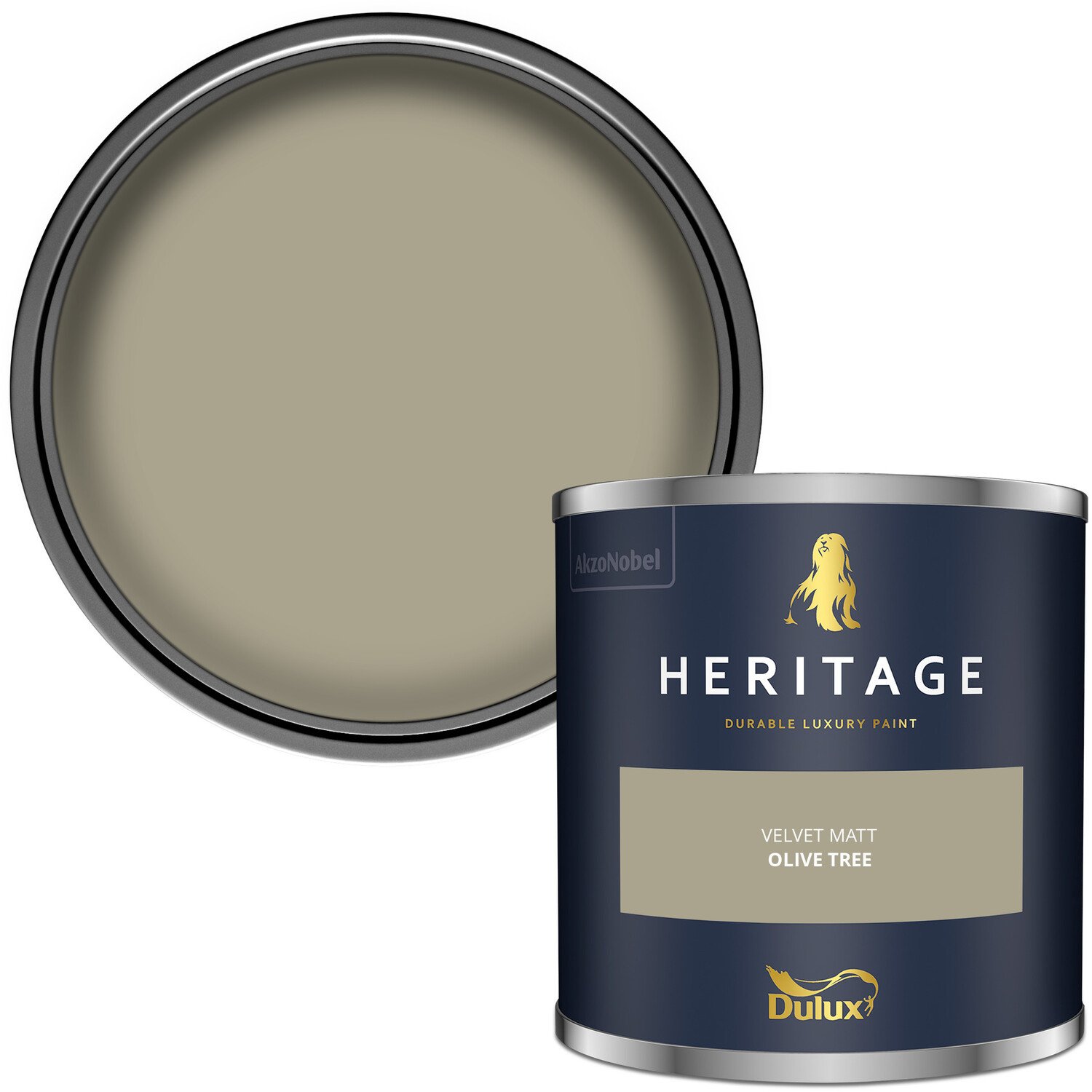 Dulux Heritage Walls and Ceilings Olive Tree Velvet Matt Emulsion Paint Tester Image 2