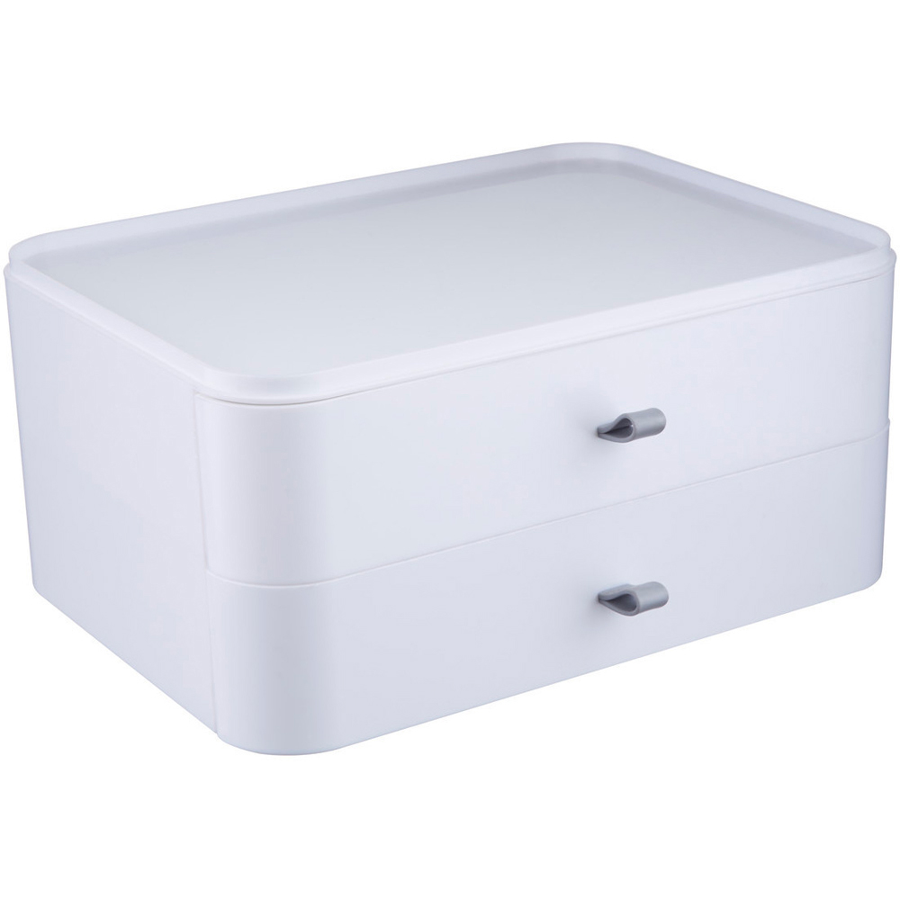 Premier Housewares White 2 Drawer Cosmetic Organiser Image 1