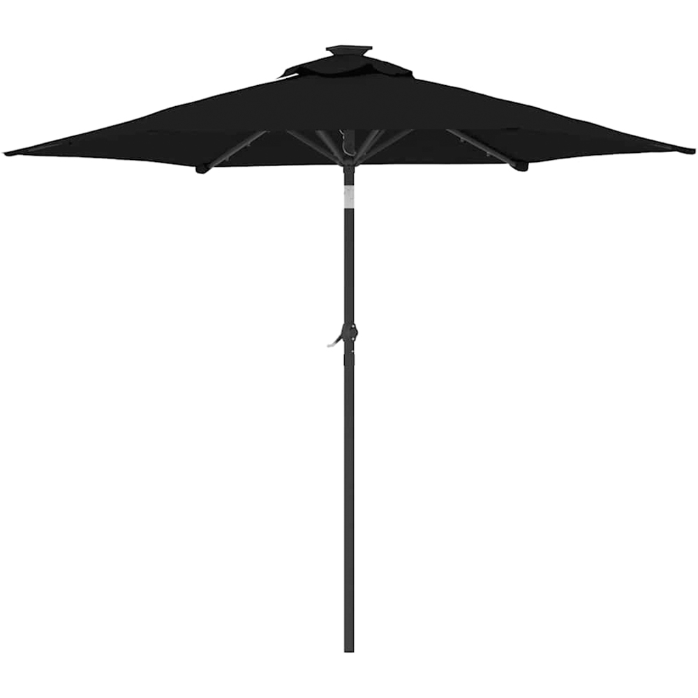 vidaXL Black LED Light Garden Parasol with Steel Pole 2.25m Image 5
