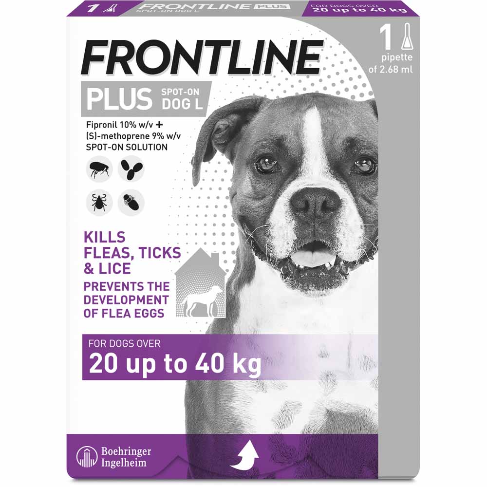 Frontline Plus Fleas Ticks and Lice for Large Dogs 20-40kg 1 pipette Image 1