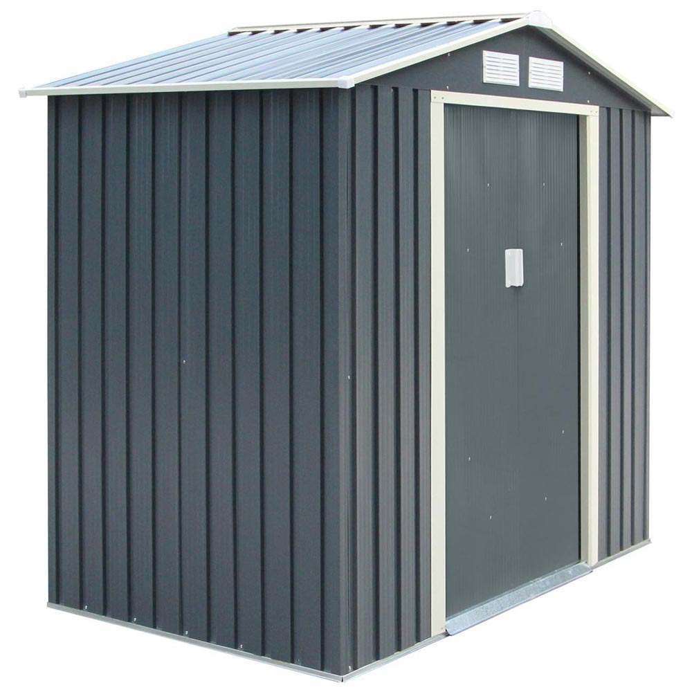 Rowlinson 6 x 4ft Dark Grey Trentvale Apex Metal Garden Shed Image 1