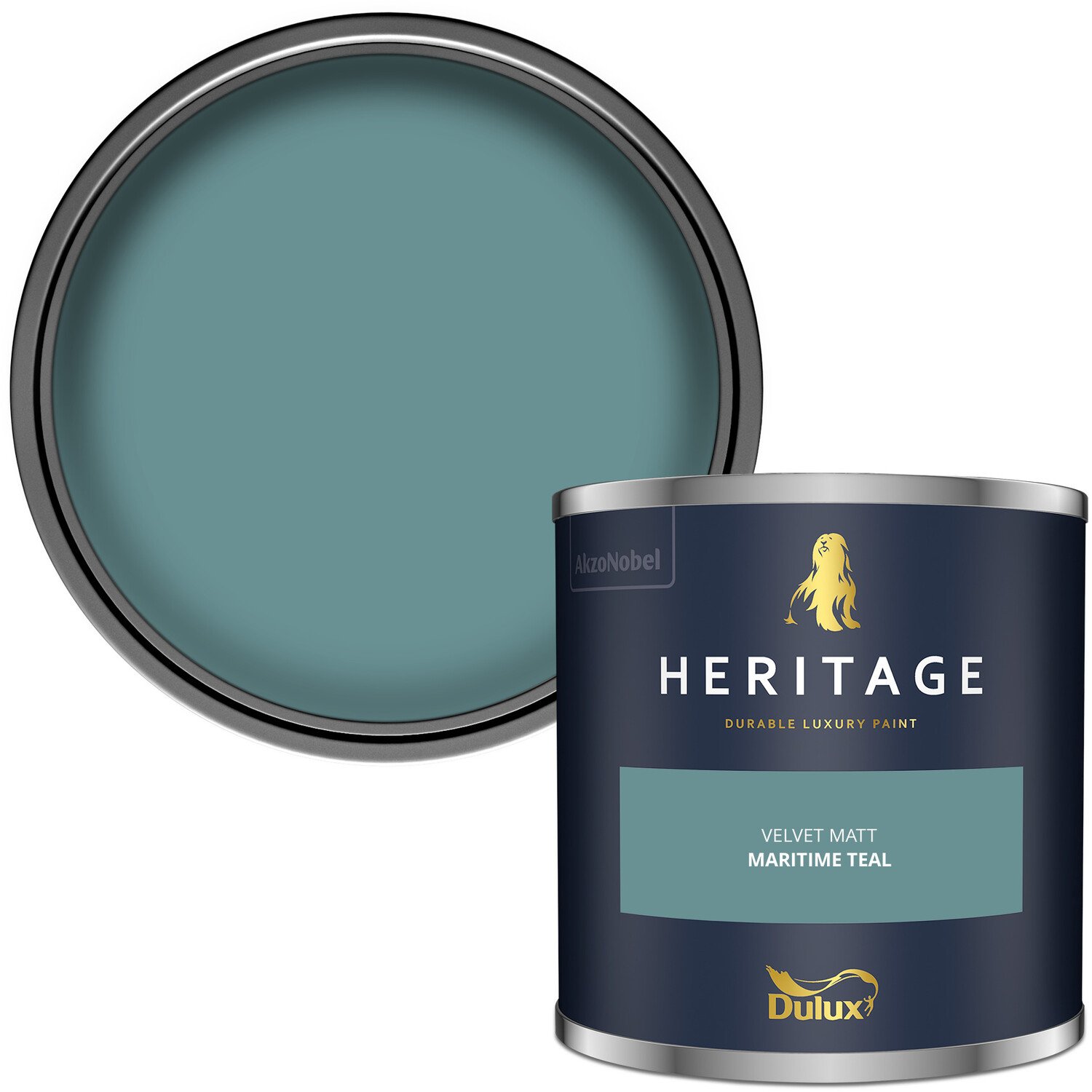 Dulux Heritage Walls and Ceilings Maritime Teal Velvet Matt Emulsion Paint Tester Image 2