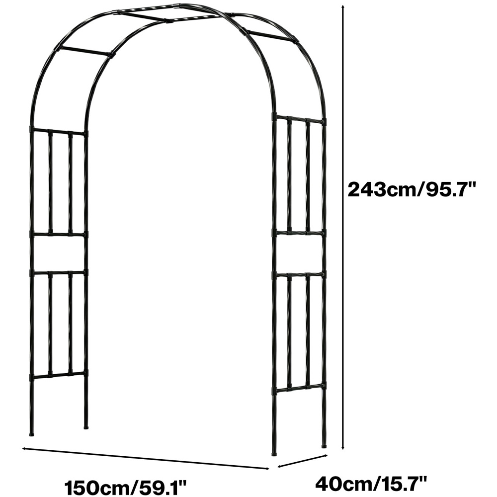 Lambu Black Metal Garden Arch 8 x 5ft Image 9