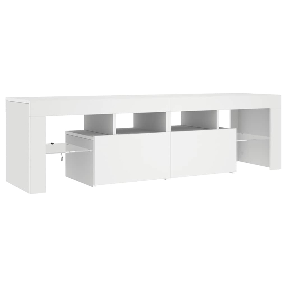 vidaXL 2 Door 4 Shelf White TV Cabinet with LED Lights Image 2