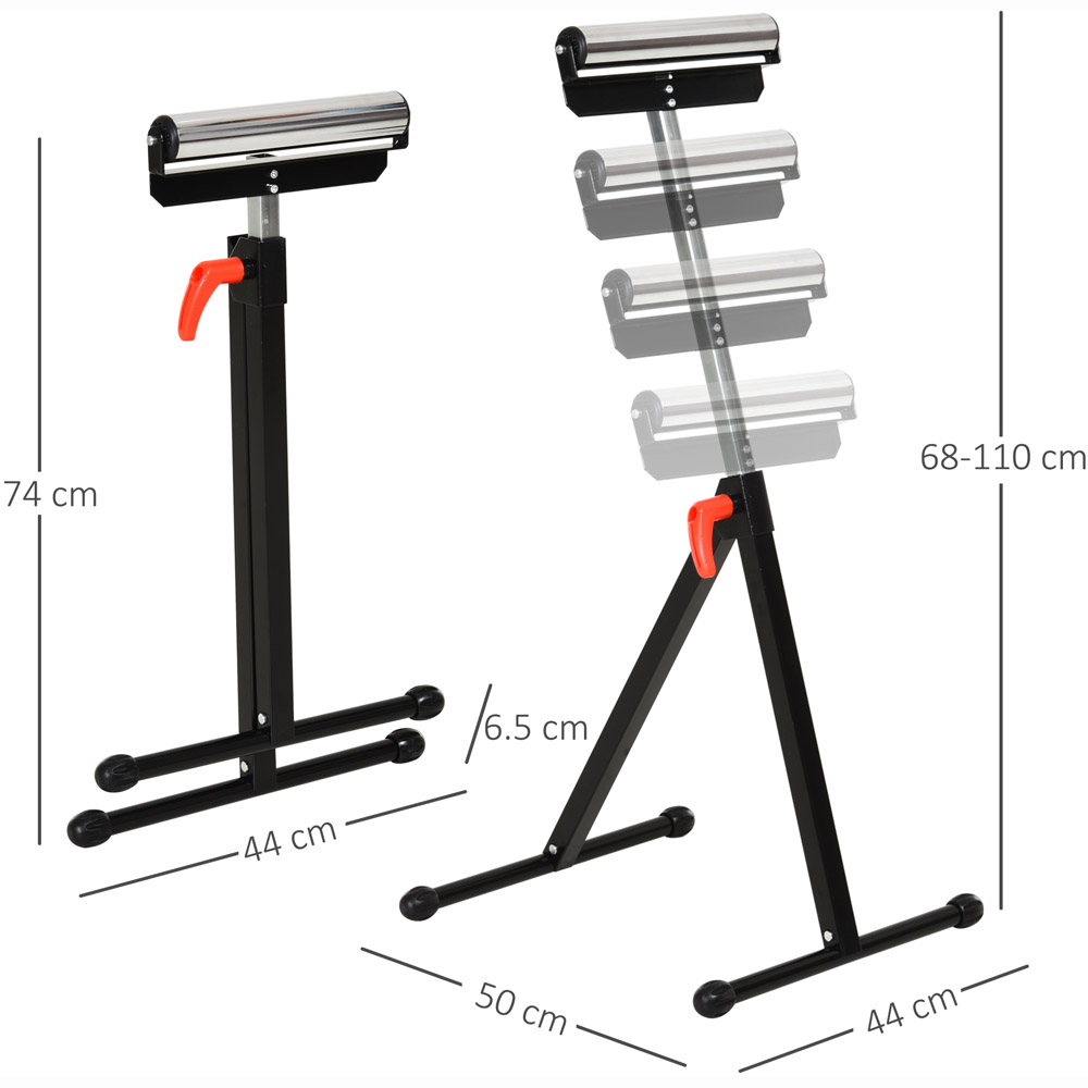 HomCom Black Folding Roller Stand Support Image 6