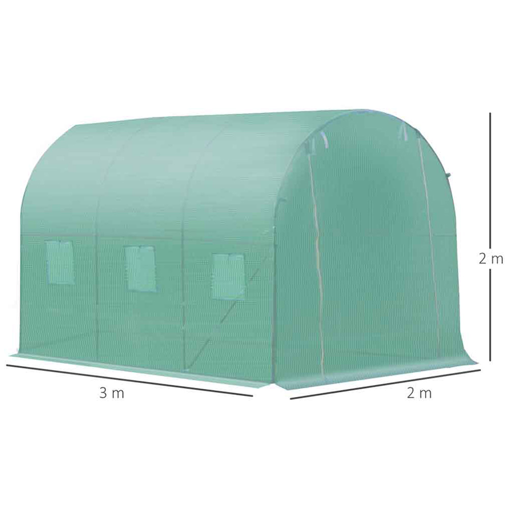 Outsunny Green PE Cover 6.6 x 10ft Walk In Polytunnel Greenhouse Image 2