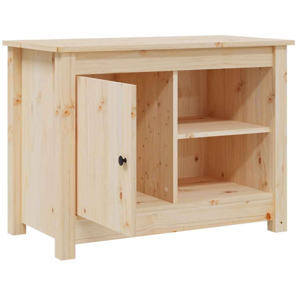 vidaXL Single Door 2 Open Shelf Natural Solid Wood Pine TV Cabinet Image 7