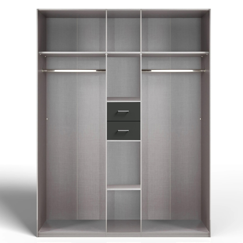 TJ'S Bristol 6 Door 2 Drawer White and Oak Mirrored Wardrobe Image 3