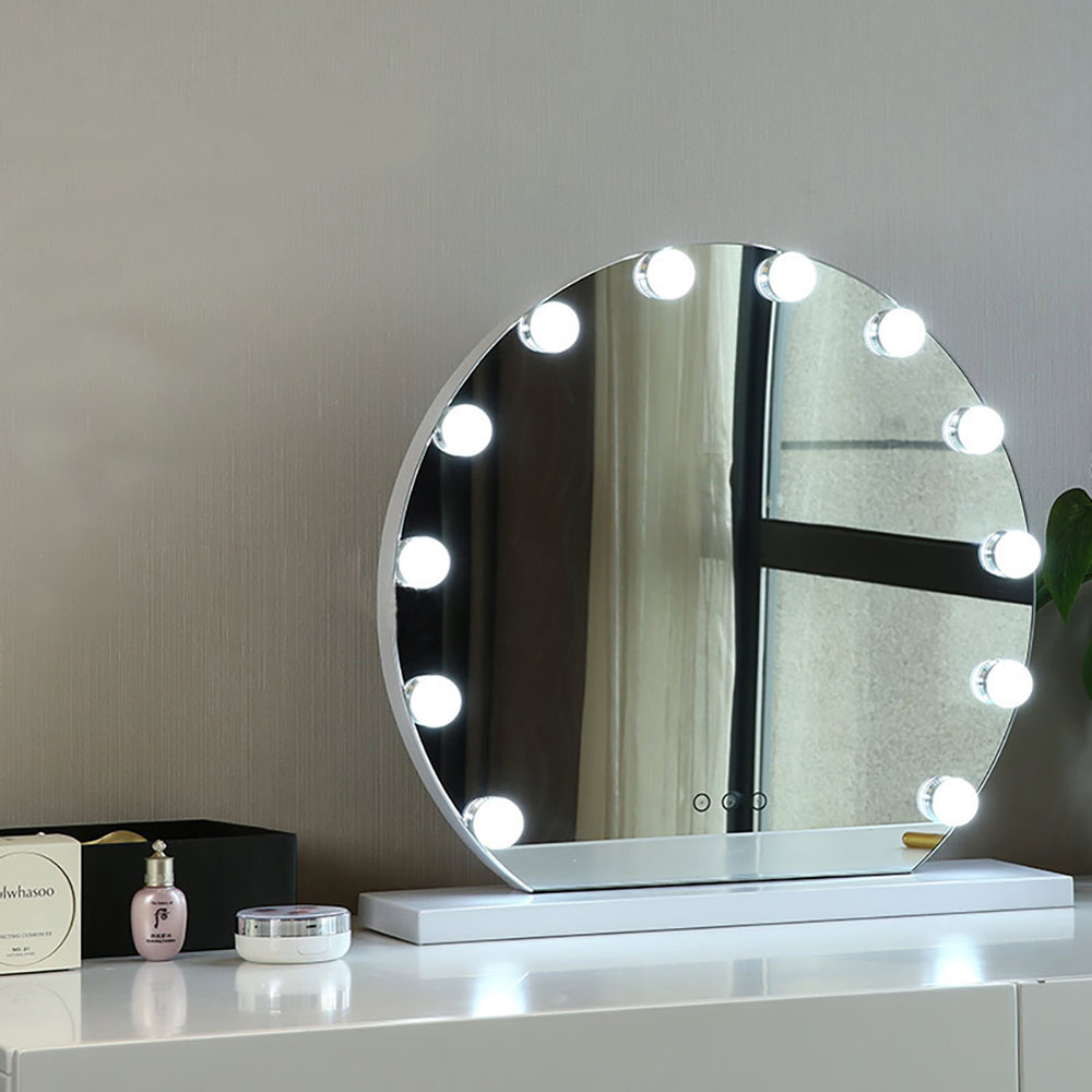 Living and Home LED Lighted White Makeup Vanity Mirror with Smart Sensor Screen Image 4