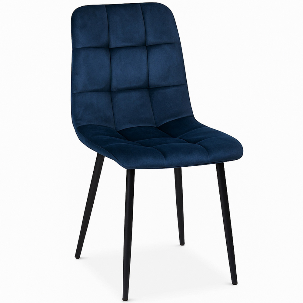 Portland 6 Seater Velvet Tufted Wooden Dining Set Blue Image 3