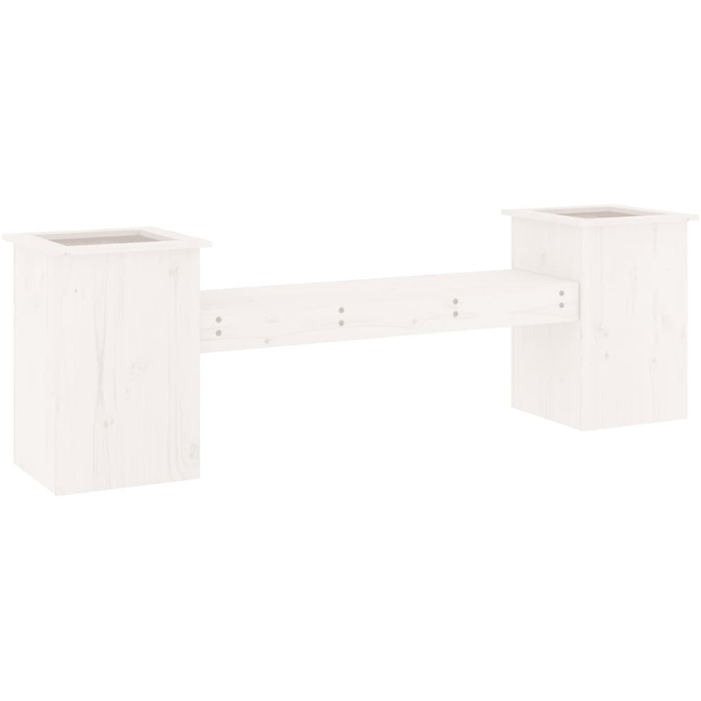vidaXL 2-in-1 White Solid Pine Wood Planter Box with 2 Seater Bench Image 2