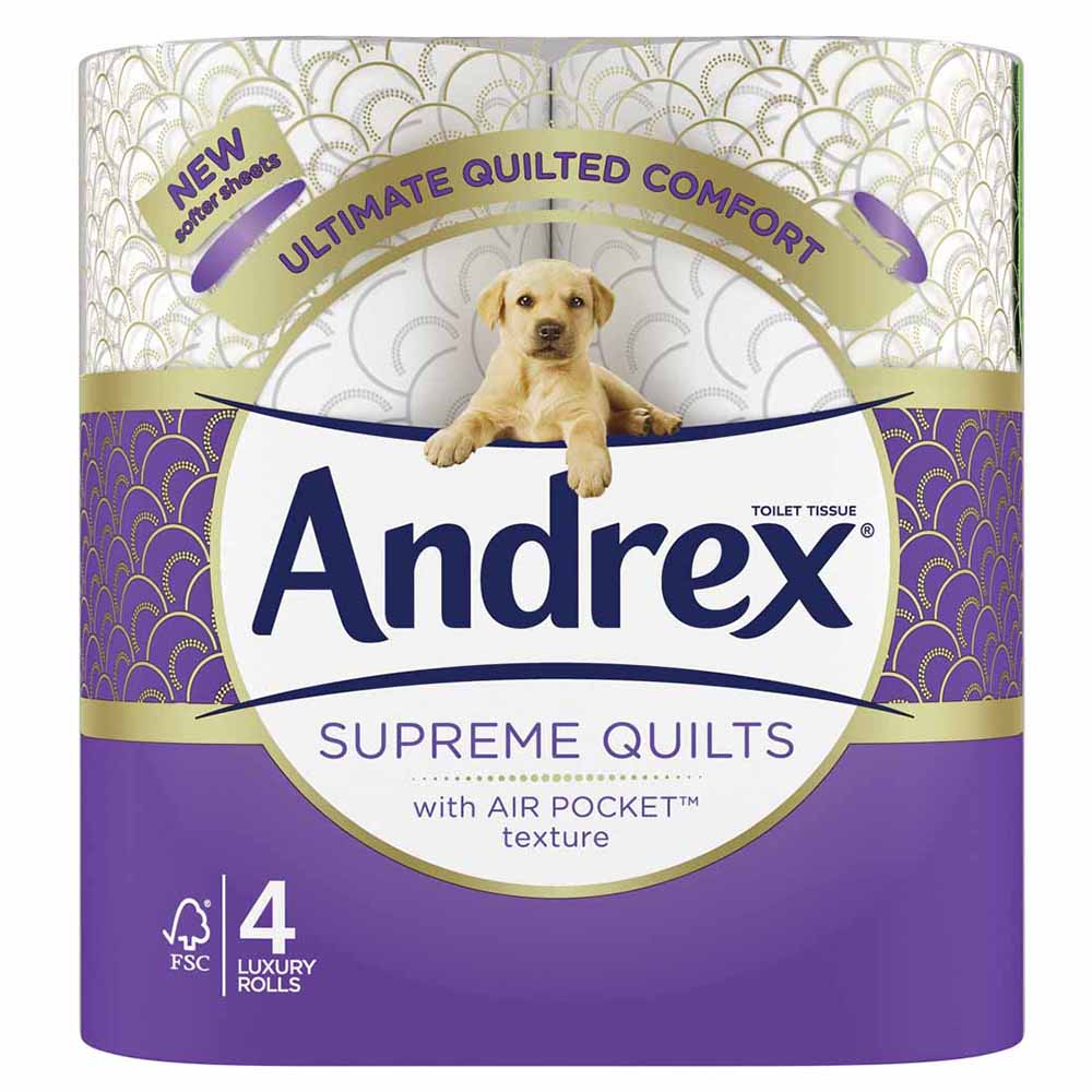 Andrex Supreme Quilts Toilet Tissue 3 Ply Case of 6 x 4 Rolls Image 3