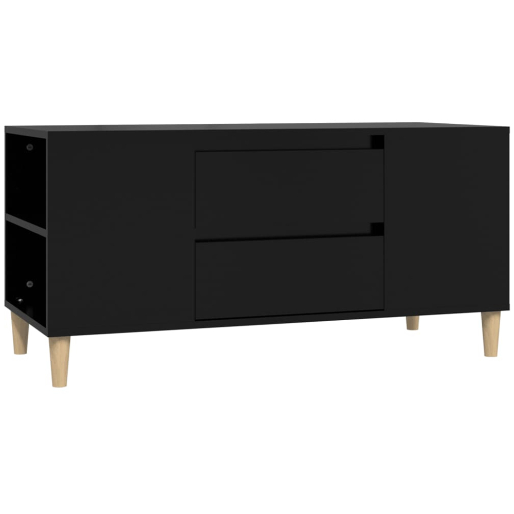 vidaXL 2 Drawer 4 Shelf Black TV Cabinet Image 2