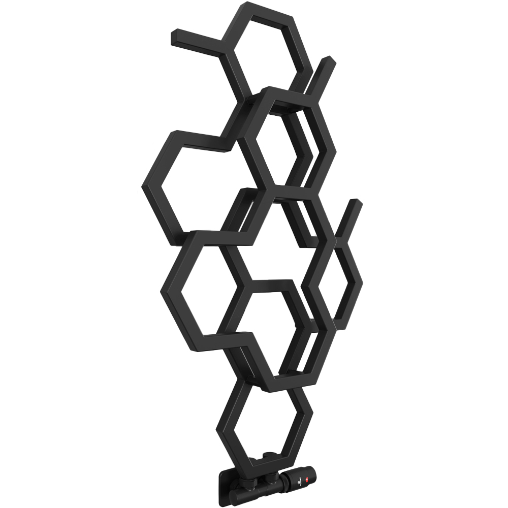 Terma Hex 846 BTU Matt Black Radiator 821 x 486mm Image 1