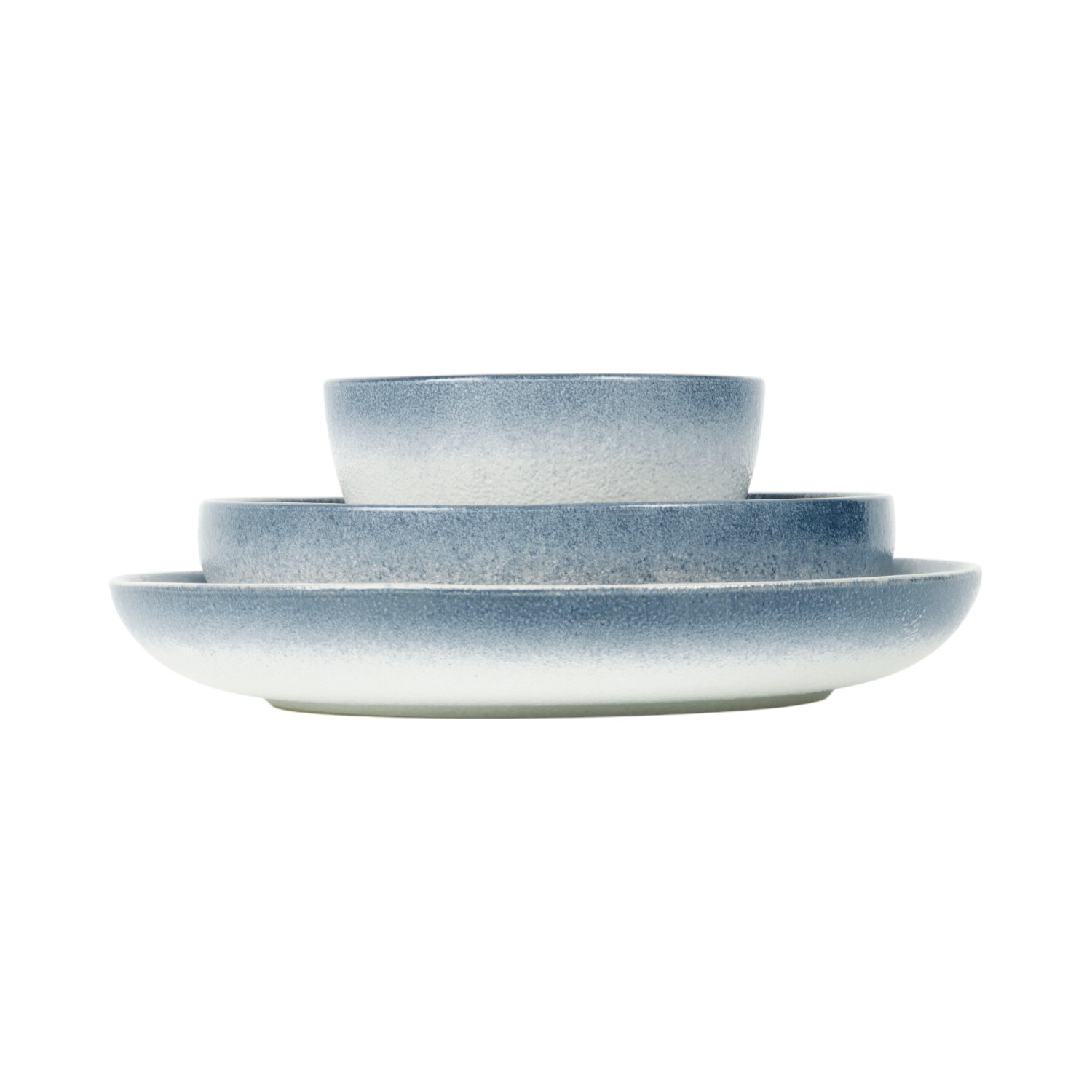 12 Piece Ombre Blue Textured Dinner Set Blue Image 3