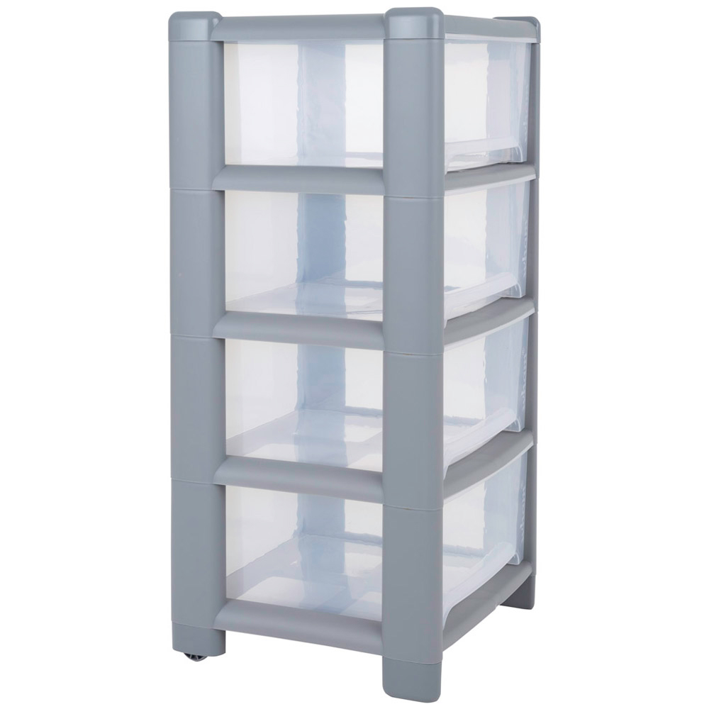 Wham Deep 4 Drawer Steel and Clear Storage Unit Image 1
