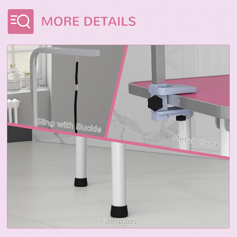 PawHut Pink Foldable Dog Grooming Pet Table Image 8