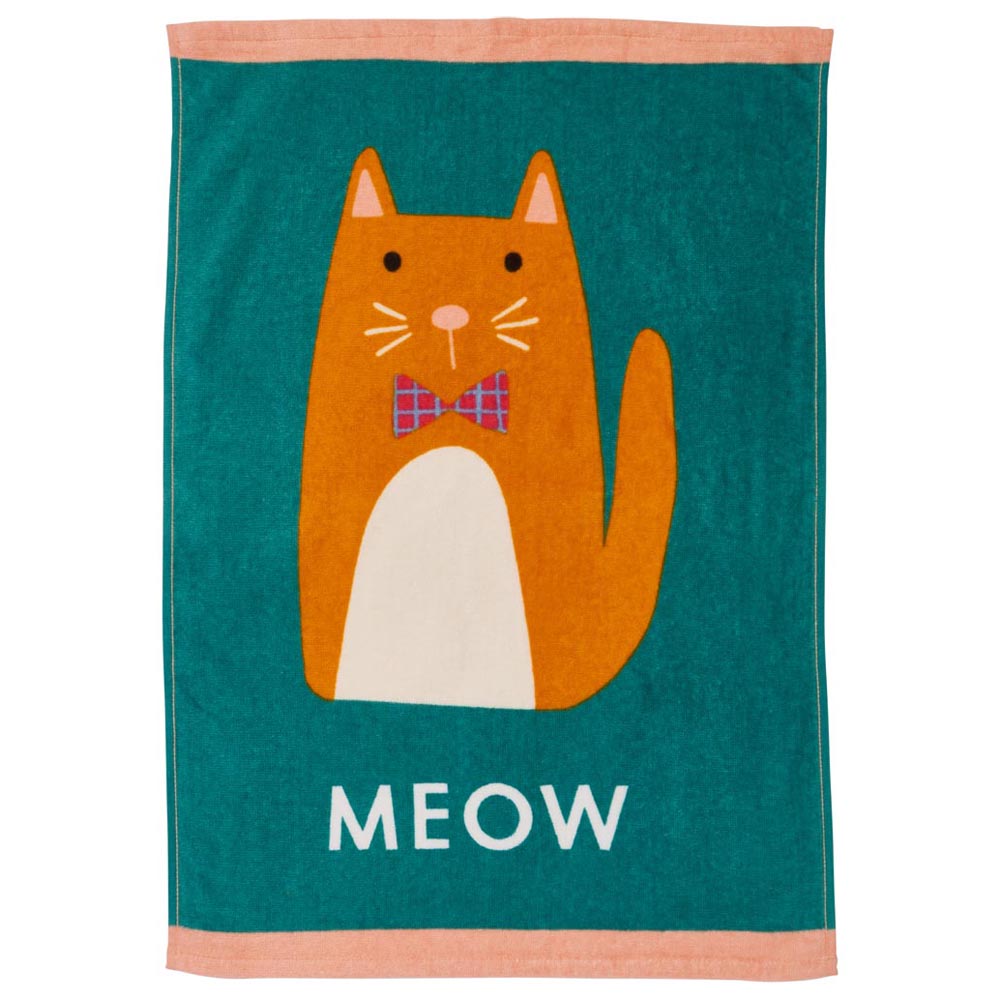 Wilko Velour 'Happy Daze Cat Tea Towel Image 1