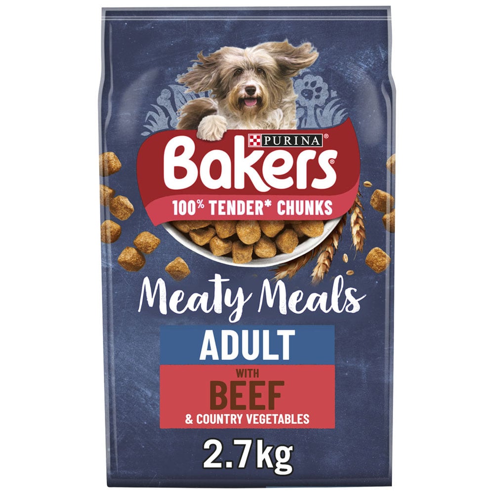 Purina Bakers Meaty Meals Beef Adult Dry Dog Food Case of 4 x 2.7kg Image 2