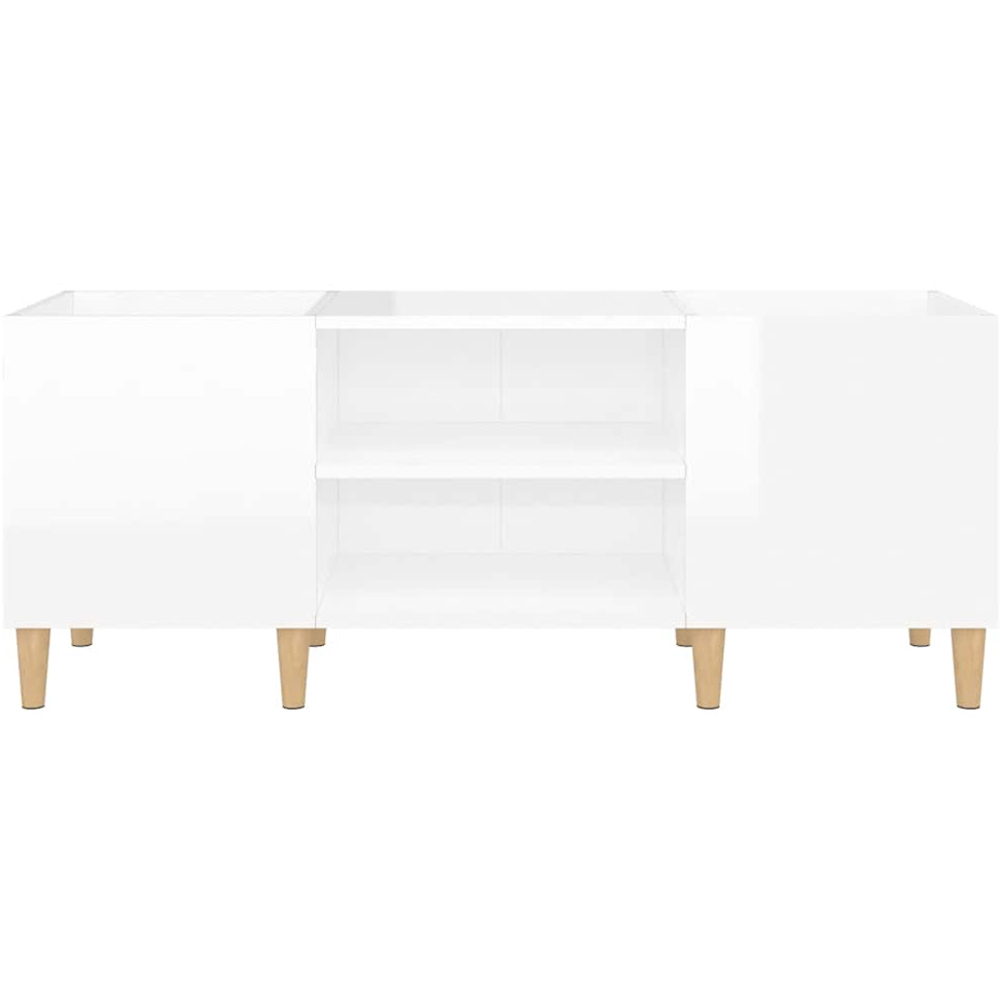 vidaXL 2 Shelf High Gloss White Record Cabinet Image 4