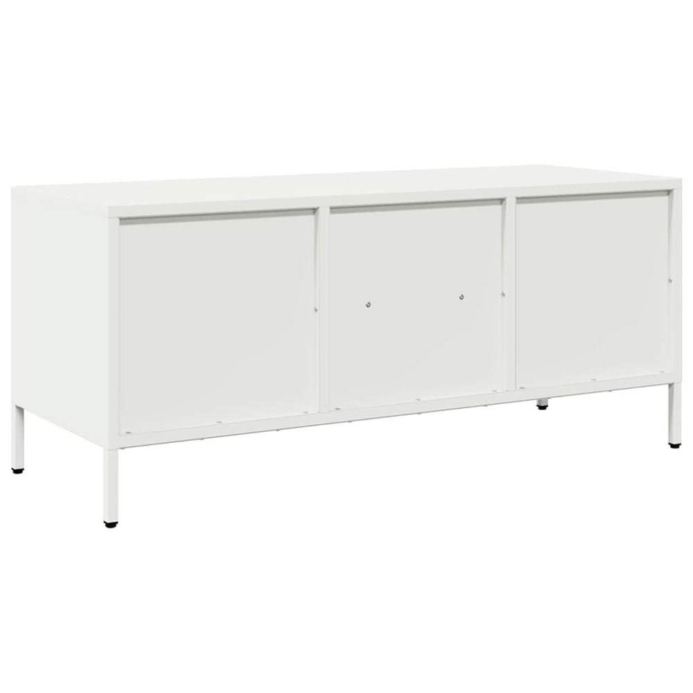vidaXL 2 Drawer 2 Shelf White Steel Industrial Style TV Cabinet Image 5