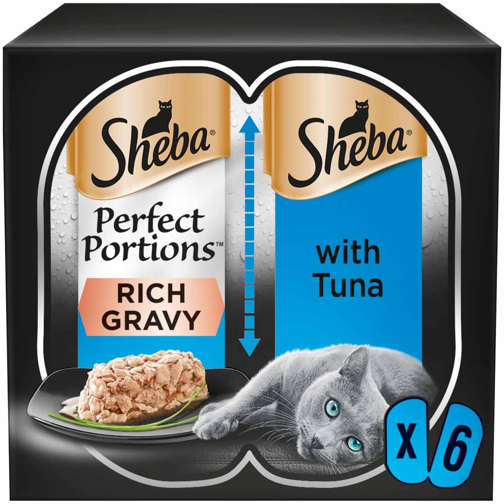 Sheba Perfect Portions Adult Wet Cat Food Trays Tuna in Gravy 6 x 37.5g Image 1