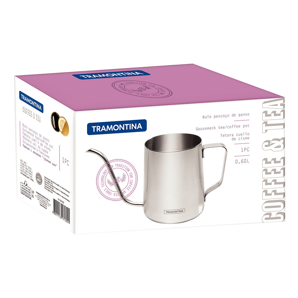 Tramontina Silver Pour Over Gooseneck 600ml Kettle Image 4