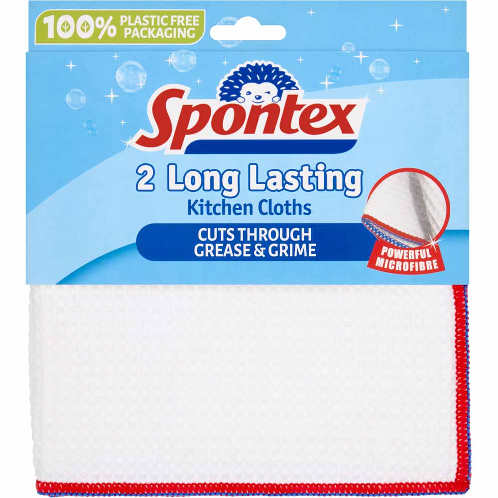 Spontex Long Lasting Kitchen Cloth 2 Pack Image
