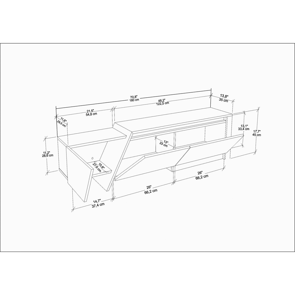 Decorotika Zonas 3 Door White and Oak TV Unit Image 7